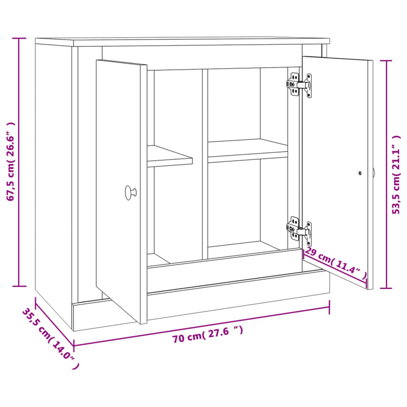 vidaXL betonszürke szerelt fa tálalószekrény 70x35,5x67,5 cm