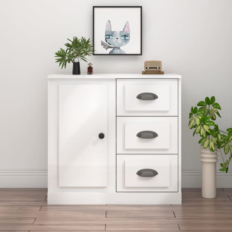 vidaXL magasfényű fehér szerelt fa tálalószekrény 70x35,5x67,5 cm