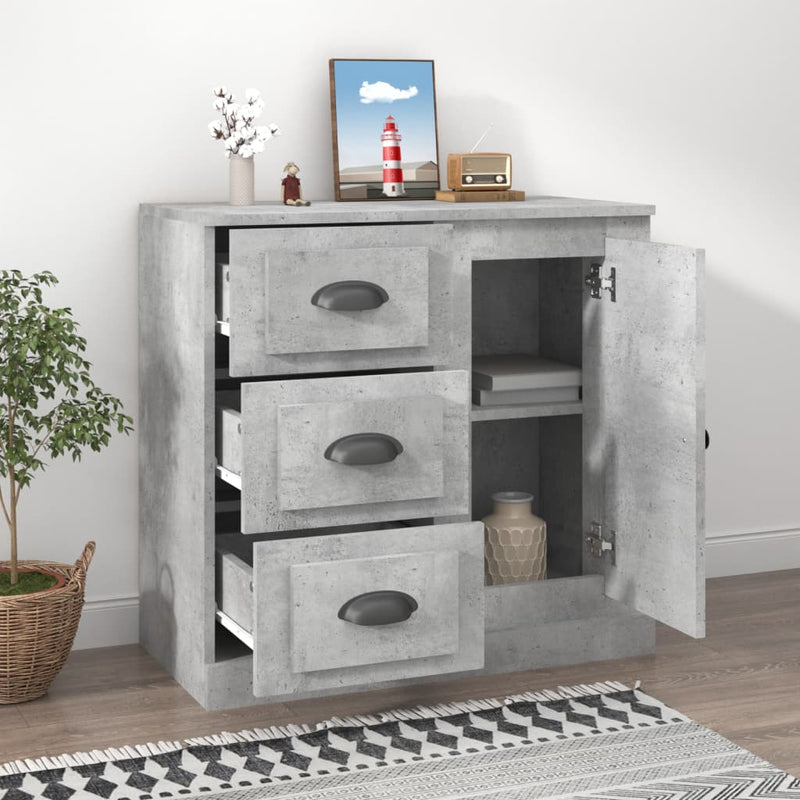vidaXL betonszürke szerelt fa tálalószekrény 70x35,5x67,5 cm