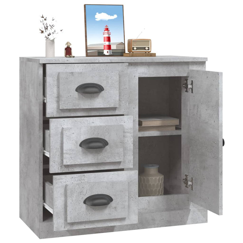 vidaXL betonszürke szerelt fa tálalószekrény 70x35,5x67,5 cm