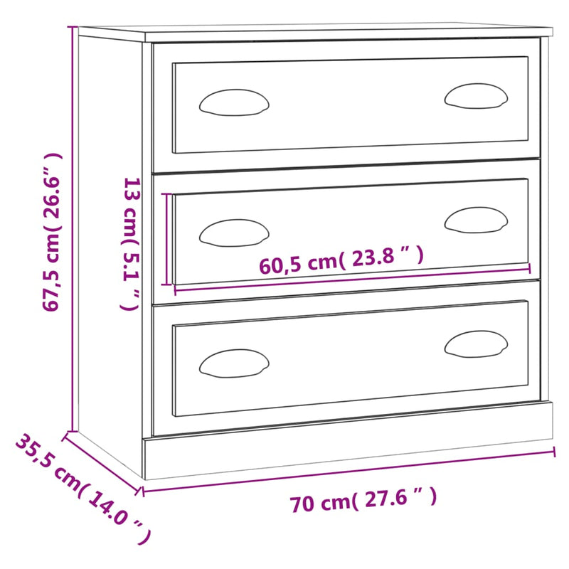 vidaXL betonszürke szerelt fa tálalószekrény 70x35,5x67,5 cm