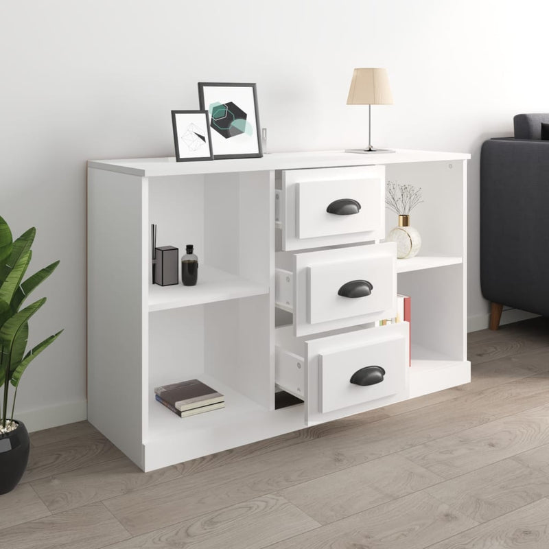 vidaXL magasfényű fehér szerelt fa tálalószekrény 104,5x35,5x67,5 cm