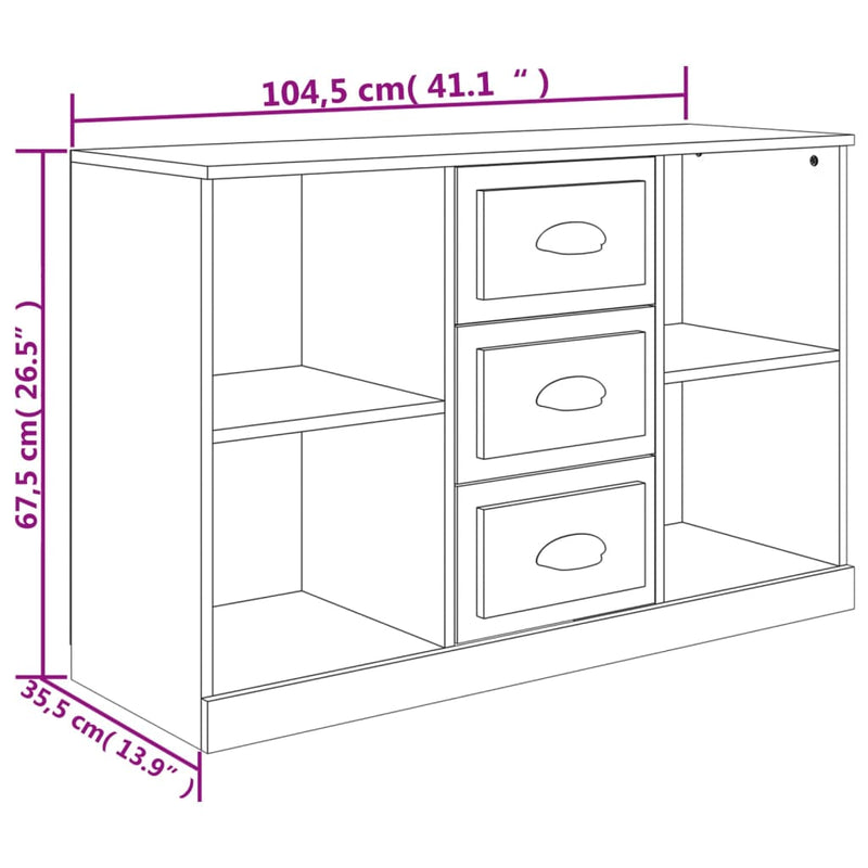 vidaXL magasfényű fehér szerelt fa tálalószekrény 104,5x35,5x67,5 cm