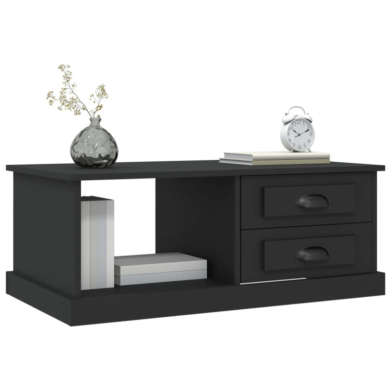 vidaXL fekete szerelt fa dohányzóasztal 90x50x35 cm
