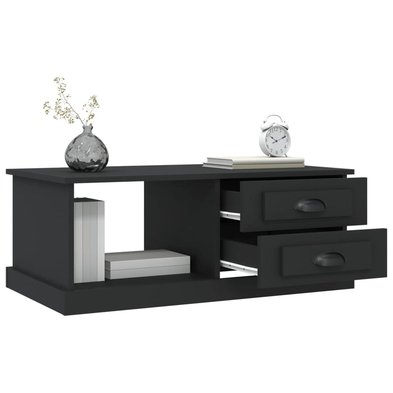 vidaXL fekete szerelt fa dohányzóasztal 90x50x35 cm