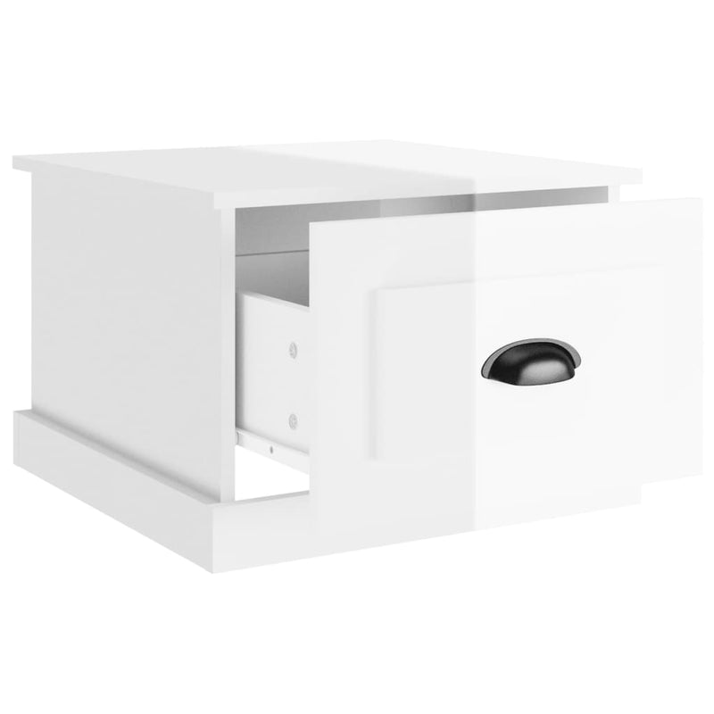 vidaXL magasfényű fehér szerelt fa dohányzóasztal 50 x 50 x 35 cm