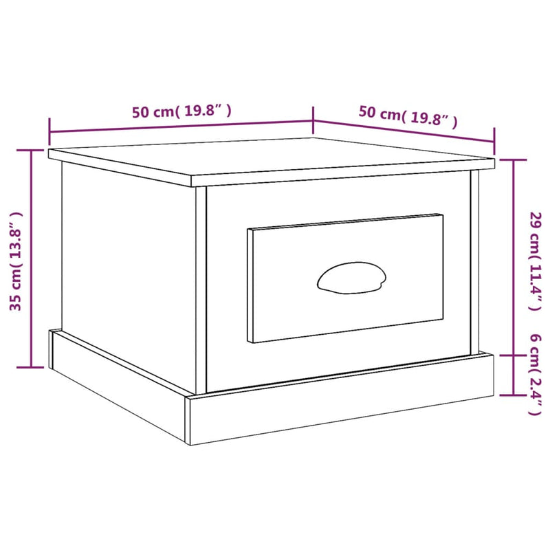 vidaXL füstös tölgy színű szerelt fa dohányzóasztal 50x50x35 cm