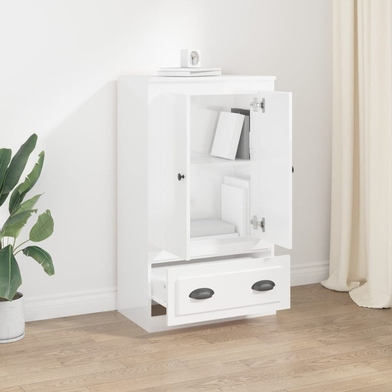 vidaXL magasfényű fehér szerelt fa magasszekrény 60x35,5x103,5 cm