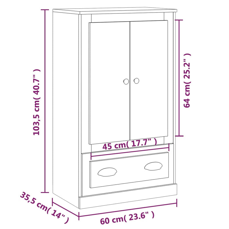 vidaXL betonszürke szerelt fa magasszekrény 60x35,5x103,5 cm