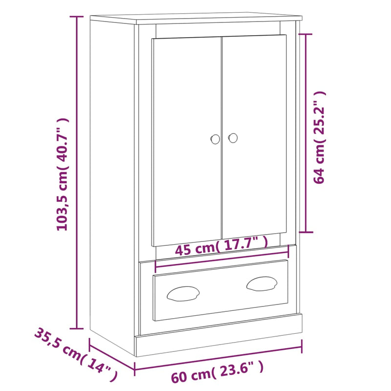vidaXL füstös tölgy színű szerelt fa magasszekrény 60x35,5x103,5 cm