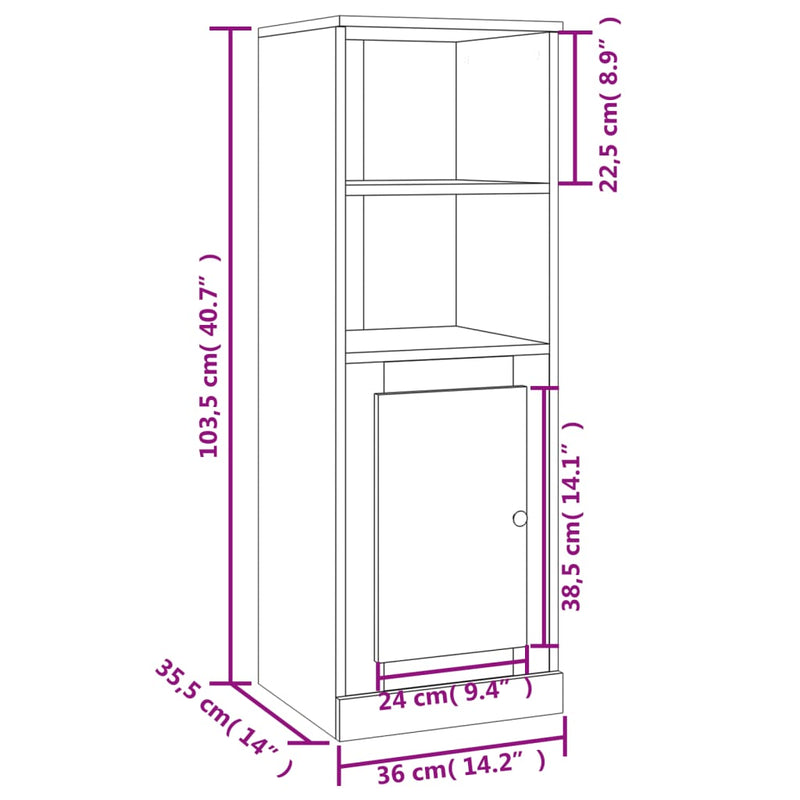 vidaXL fekete szerelt fa magasszekrény 36x35,5x103,5 cm