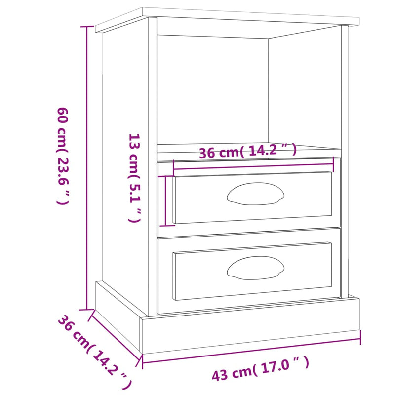 vidaXL 2 db magasfényű fehér éjjeliszekrény 43 x 36 x 60 cm