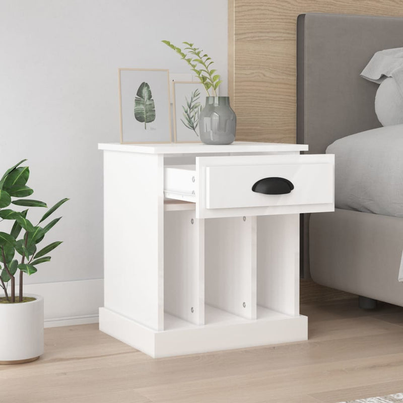 vidaXL 2 db magasfényű fehér éjjeliszekrény 43x36x50 cm