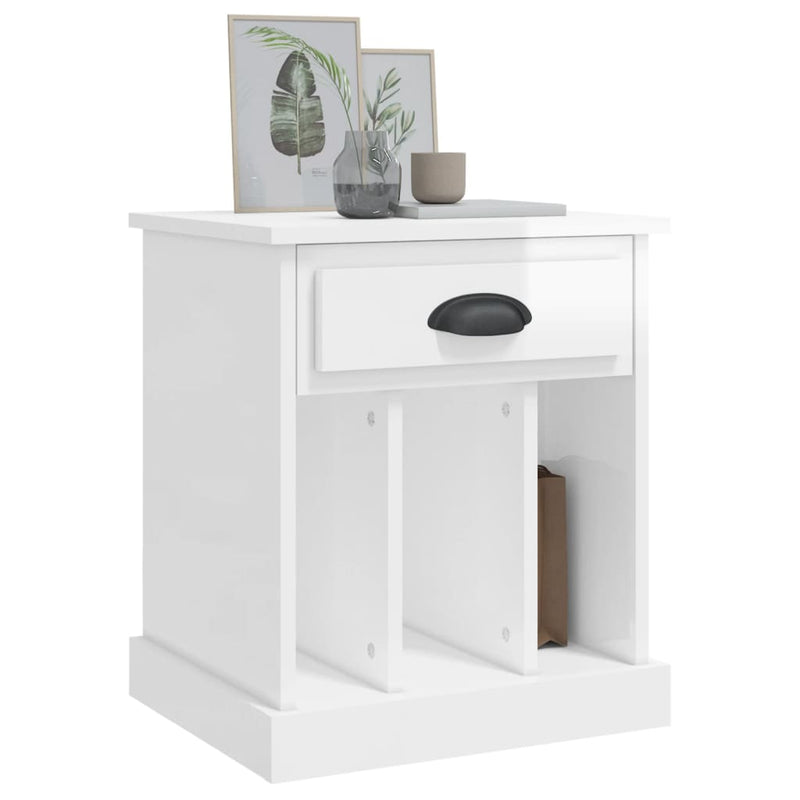 vidaXL 2 db magasfényű fehér éjjeliszekrény 43x36x50 cm