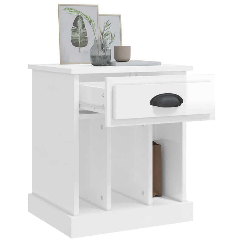 vidaXL 2 db magasfényű fehér éjjeliszekrény 43x36x50 cm