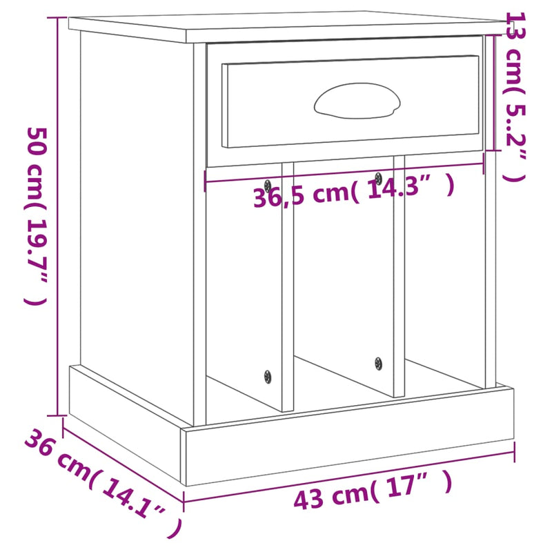 vidaXL 2 db barna tölgy színű éjjeliszekrény 43x36x50 cm