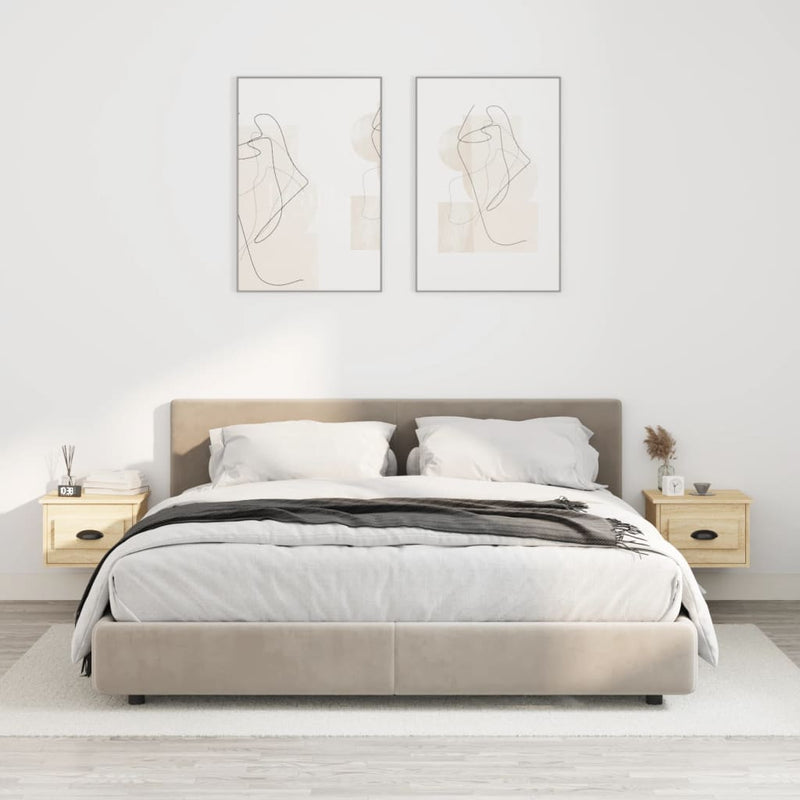 vidaXL 2 db sonoma tölgy falra szerelhető éjjeliszekrény 41,5x36x28 cm