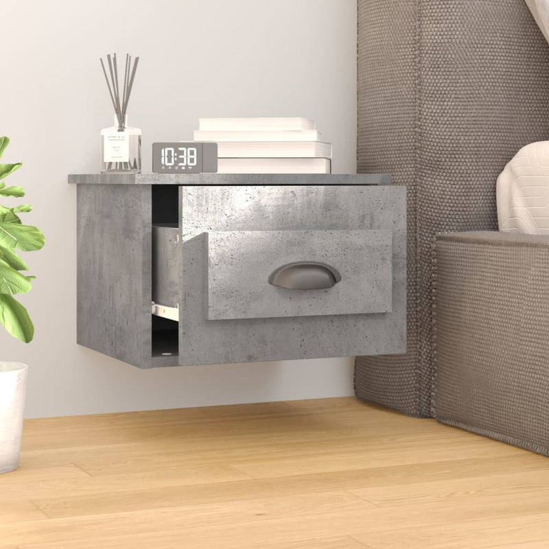 vidaXL betonszürke falra szerelhető éjjeliszekrény 41,5x36x28 cm