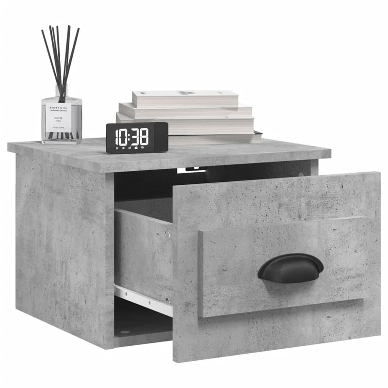 vidaXL 2 db betonszürke falra szerelhető éjjeliszekrény 41,5x36x28 cm