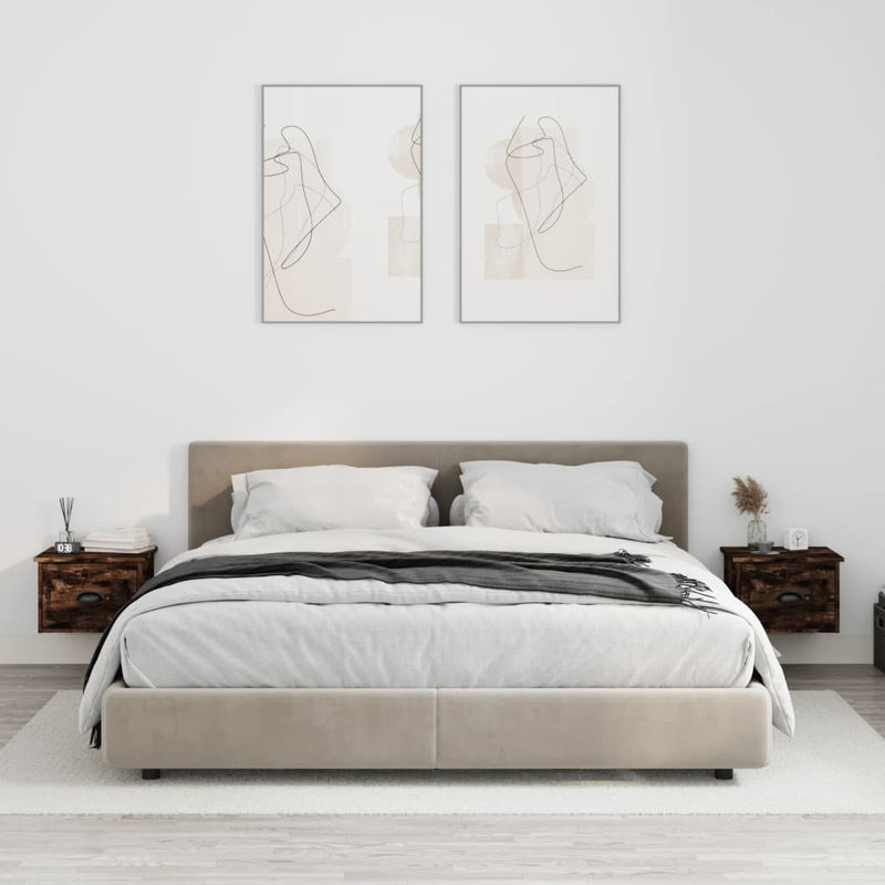 vidaXL 2db füstös tölgy színű fali éjjeliszekrény 41,5x36x28 cm
