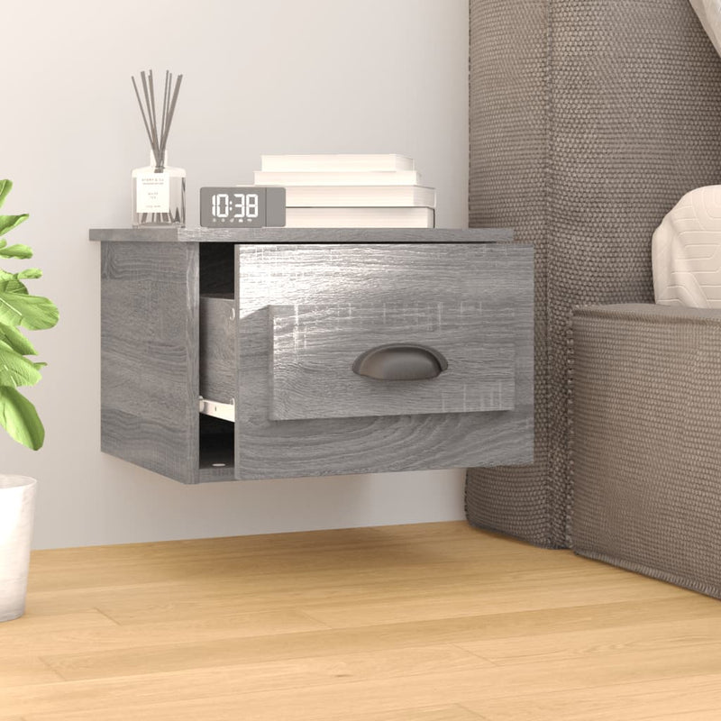 vidaXL 2 db szürke sonoma falra szerelhető éjjeliszekrény 41,5x36x28cm
