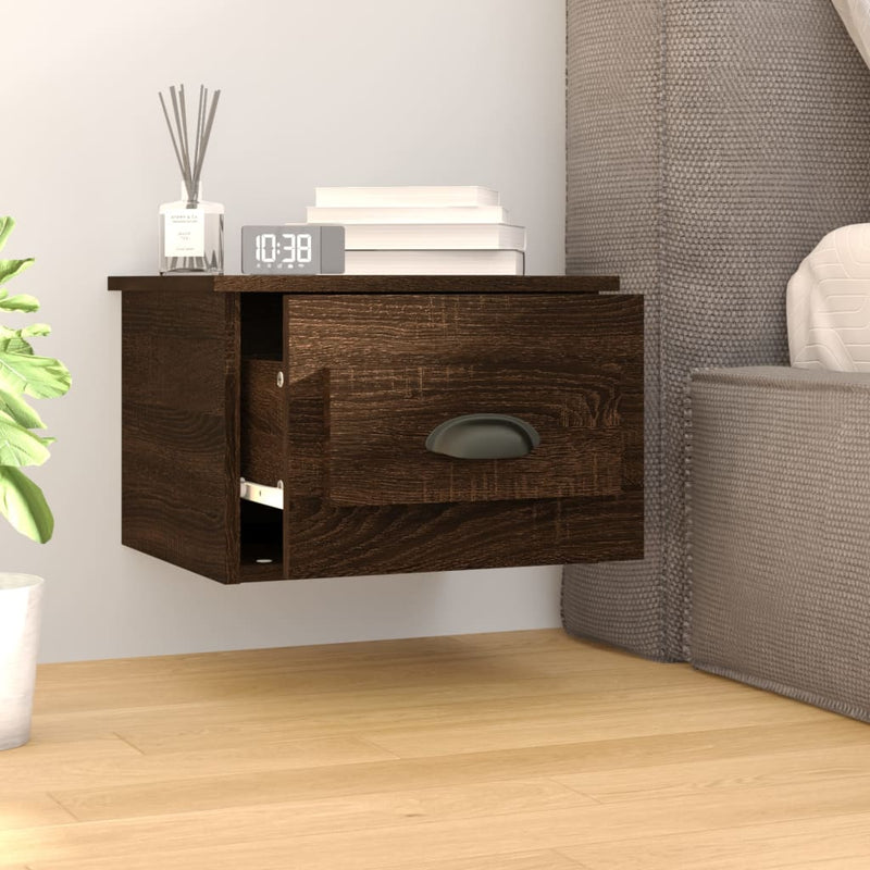 vidaXL 2db barna tölgyszínű falra szerelhető éjjeliszekrény 41,5x36x28