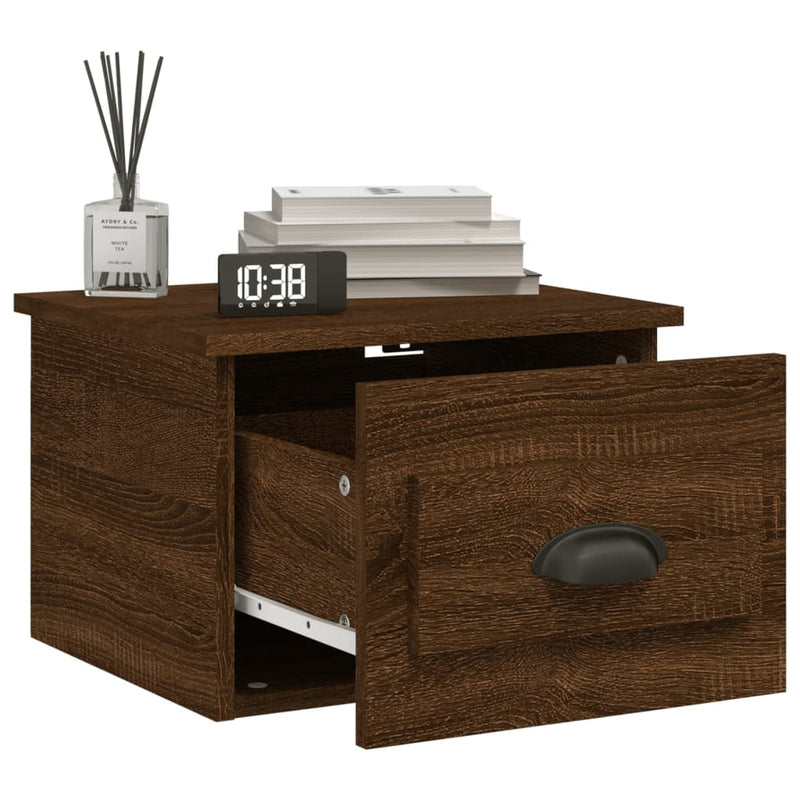 vidaXL 2db barna tölgyszínű falra szerelhető éjjeliszekrény 41,5x36x28