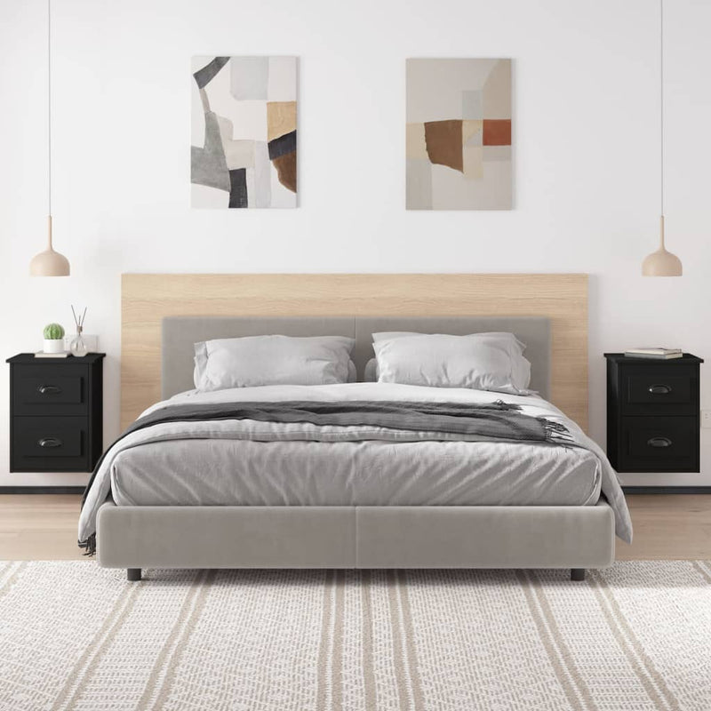 vidaXL 2 db fekete falra szerelhető éjjeliszekrény 41,5x36x53 cm