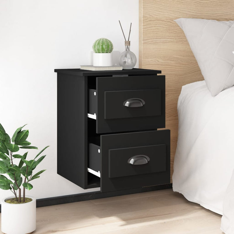 vidaXL 2 db fekete falra szerelhető éjjeliszekrény 41,5x36x53 cm
