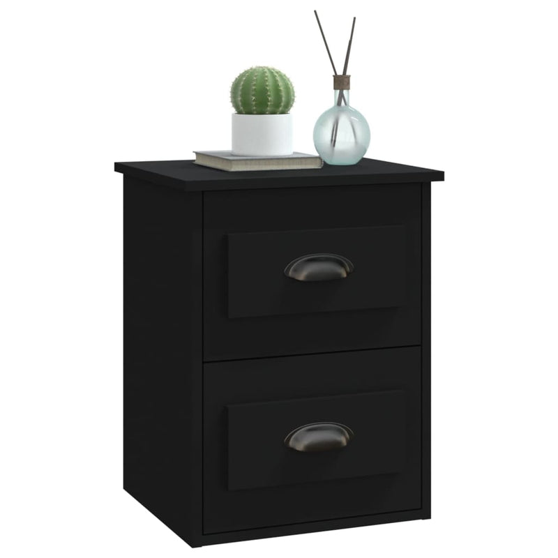 vidaXL 2 db fekete falra szerelhető éjjeliszekrény 41,5x36x53 cm