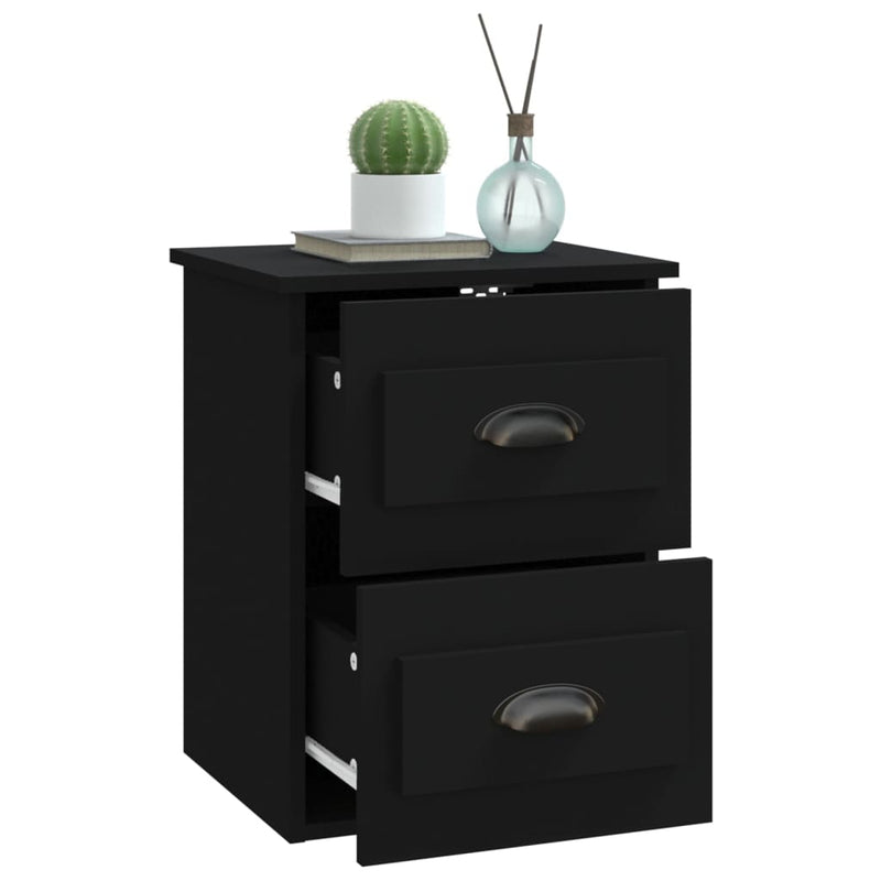 vidaXL 2 db fekete falra szerelhető éjjeliszekrény 41,5x36x53 cm