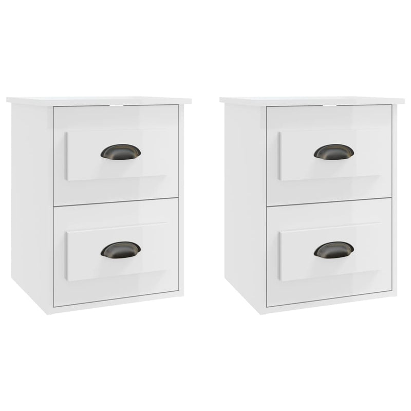 vidaXL 2 db magasfényű fehér fali éjjeliszekrény 41,5 x 36 x 53 cm