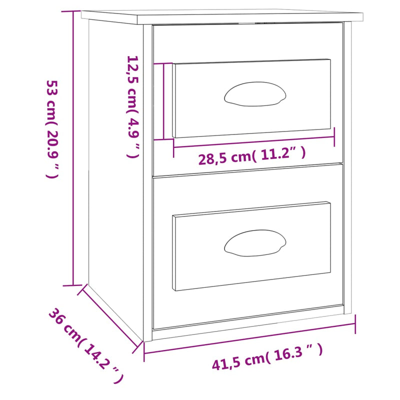 vidaXL betonszürke falra szerelhető éjjeliszekrény 41,5x36x53 cm