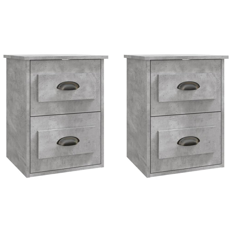 vidaXL 2 db betonszürke falra szerelhető éjjeliszekrény 41,5x36x53 cm