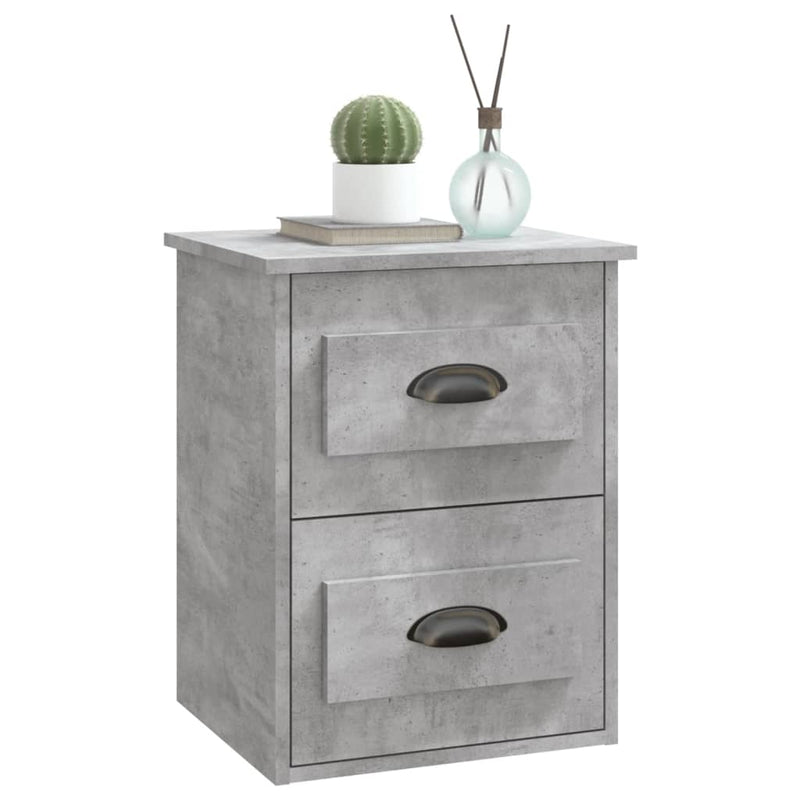 vidaXL 2 db betonszürke falra szerelhető éjjeliszekrény 41,5x36x53 cm