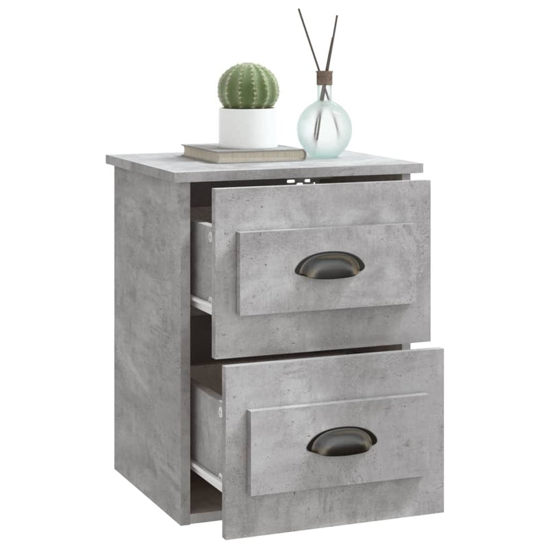 vidaXL 2 db betonszürke falra szerelhető éjjeliszekrény 41,5x36x53 cm