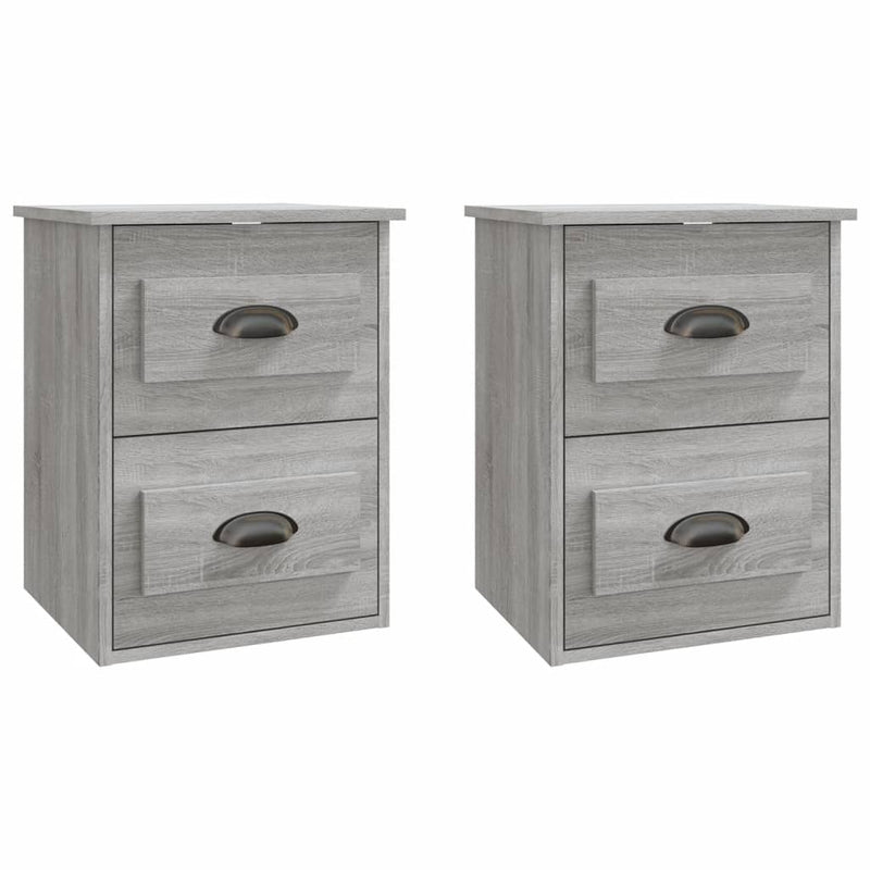 vidaXL 2 db szürke sonoma falra szerelhető éjjeliszekrény 41,5x36x53cm
