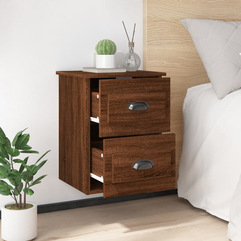 vidaXL 2db barna tölgyszínű falra szerelhető éjjeliszekrény 41,5x36x53