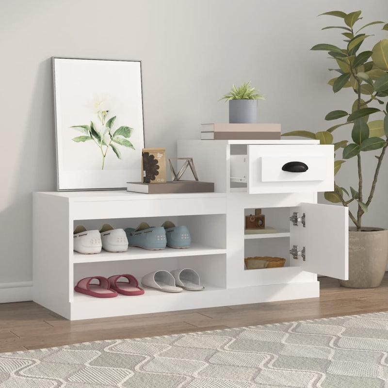 vidaXL fehér szerelt fa cipősszekrény 100x42x60 cm