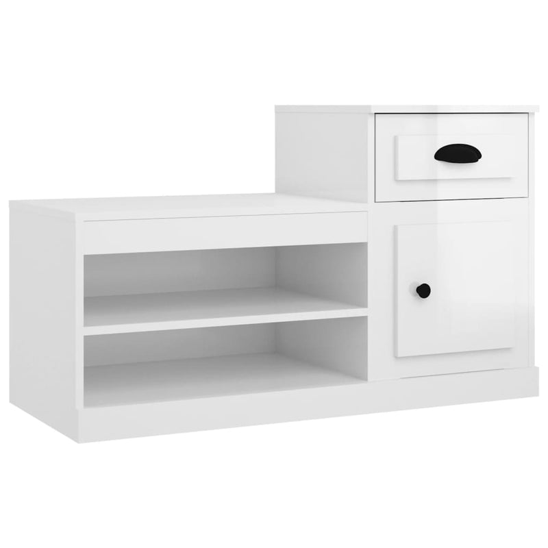 vidaXL magasfényű fehér szerelt fa cipőszekrény 100x42x60 cm