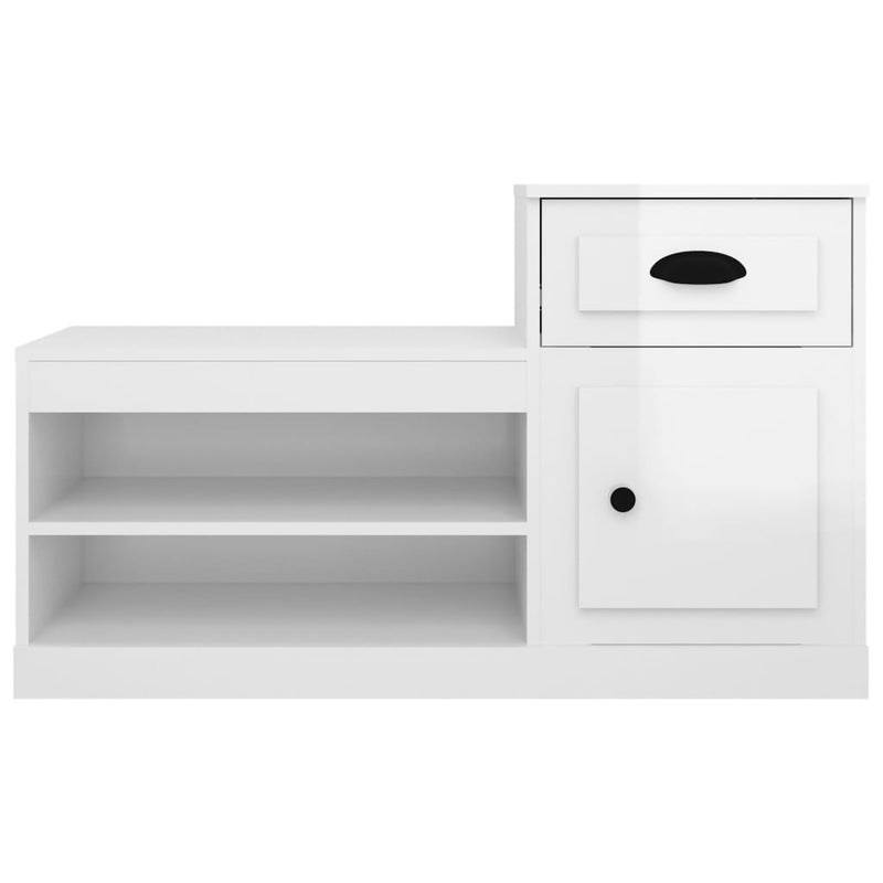 vidaXL magasfényű fehér szerelt fa cipőszekrény 100x42x60 cm