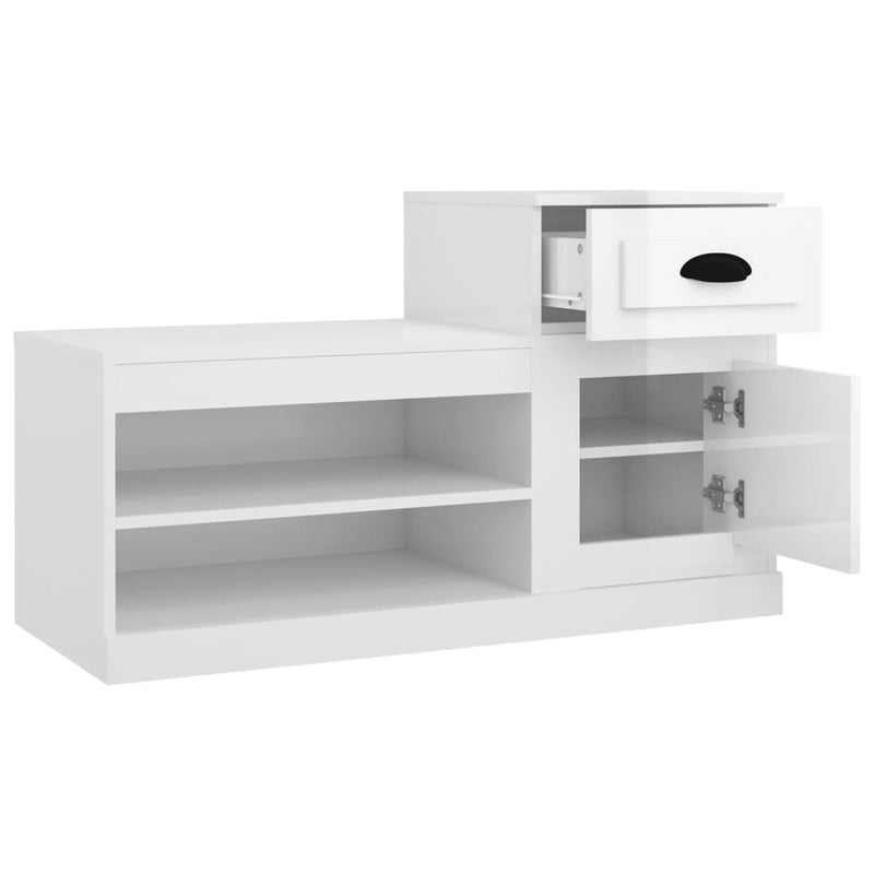 vidaXL magasfényű fehér szerelt fa cipőszekrény 100x42x60 cm