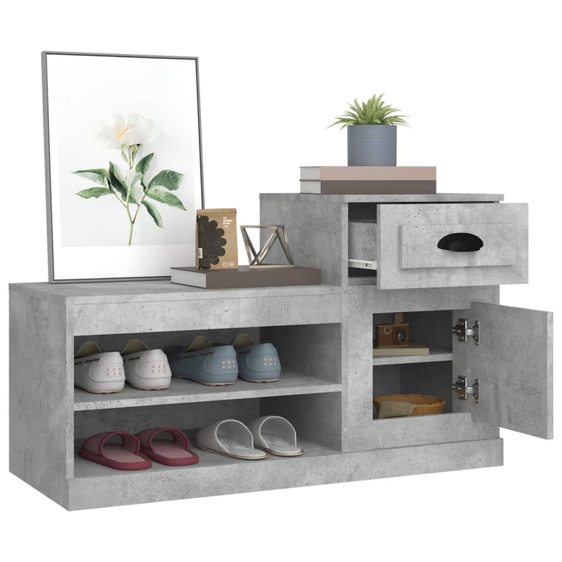vidaXL betonszürke szerelt fa cipőszekrény 100 x 42 x 60 cm