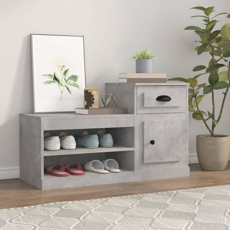 vidaXL betonszürke szerelt fa cipőszekrény 100 x 42 x 60 cm
