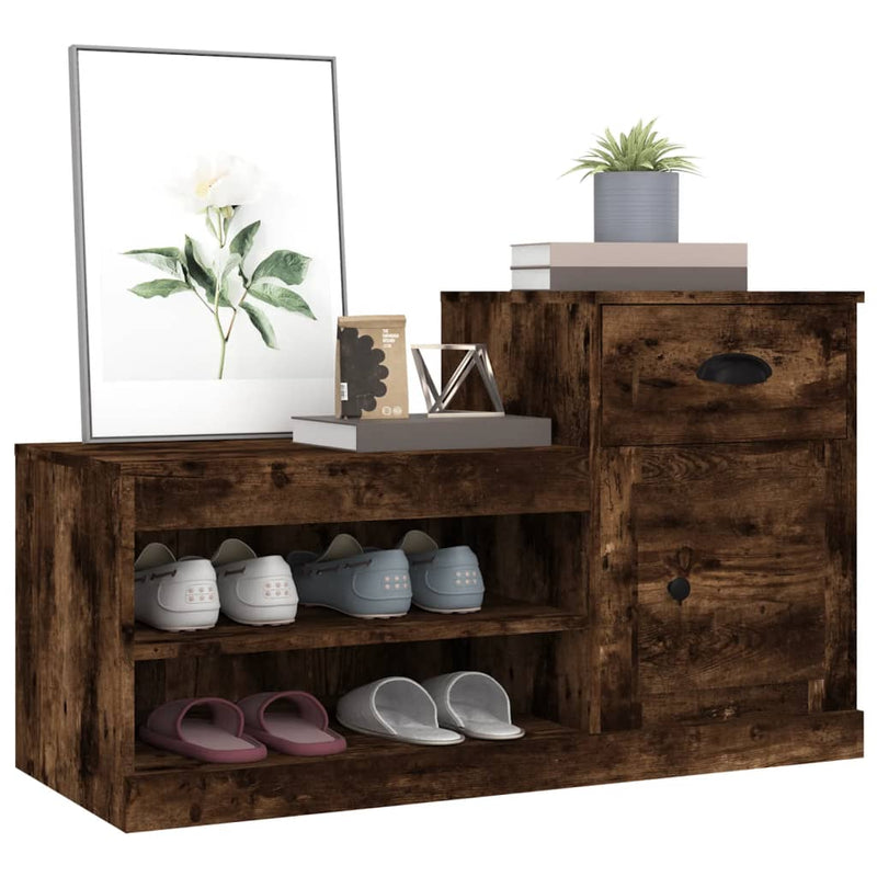 vidaXL füstös tölgy színű szerelt fa cipősszekrény 100x42x60 cm
