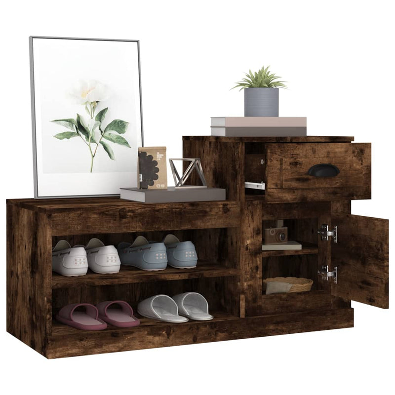 vidaXL füstös tölgy színű szerelt fa cipősszekrény 100x42x60 cm