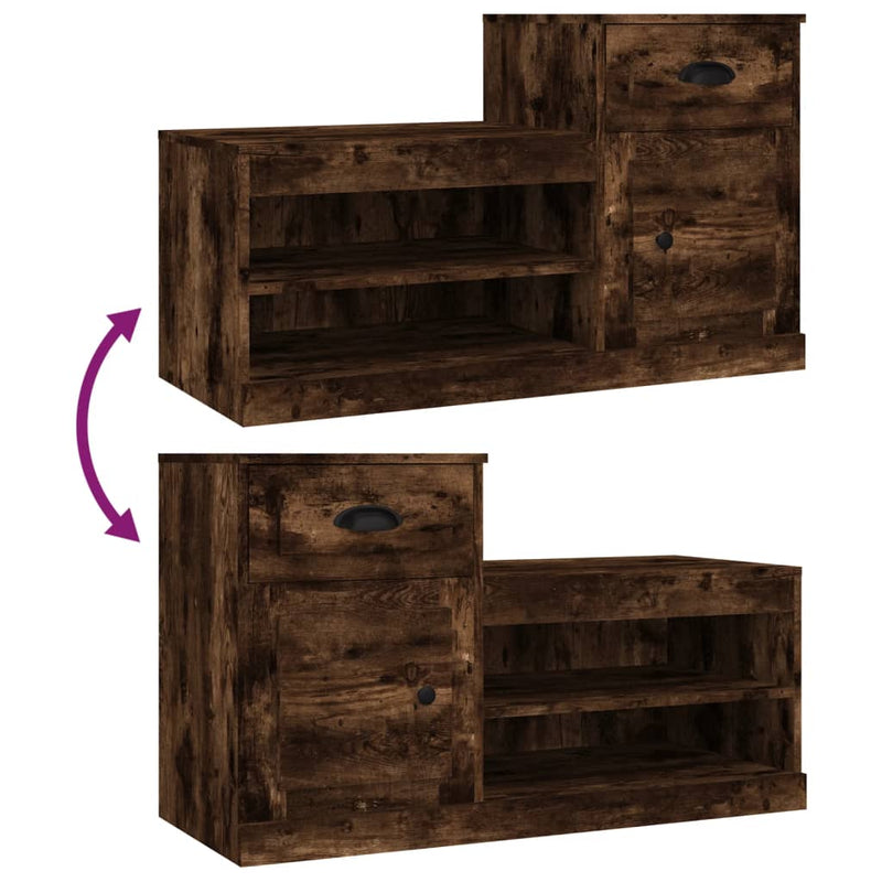 vidaXL füstös tölgy színű szerelt fa cipősszekrény 100x42x60 cm