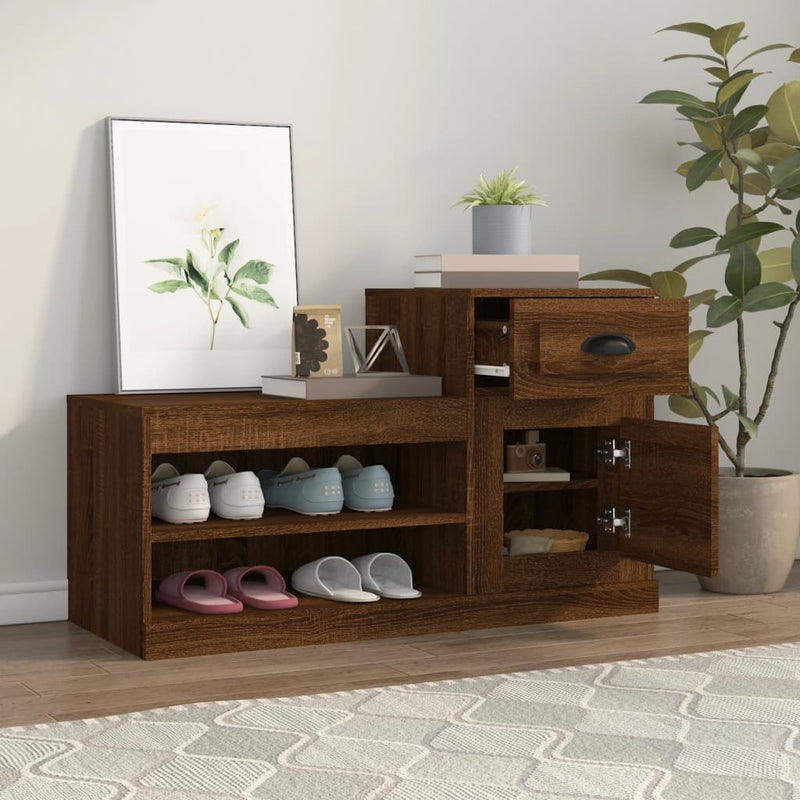 vidaXL barna tölgyszínű szerelt fa cipősszekrény 100x42x60 cm