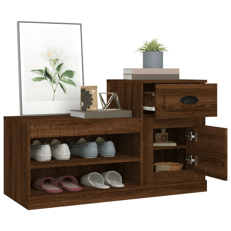 vidaXL barna tölgyszínű szerelt fa cipősszekrény 100x42x60 cm