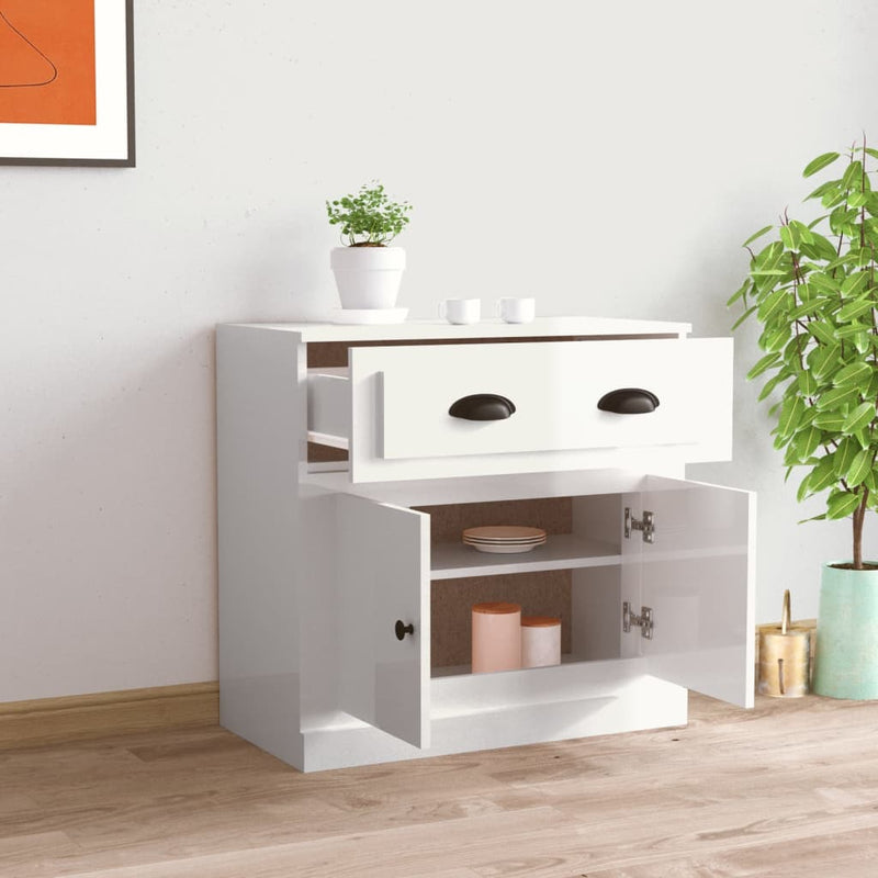 vidaXL magasfényű fehér szerelt fa tálalószekrény 70x35,5x67,5 cm